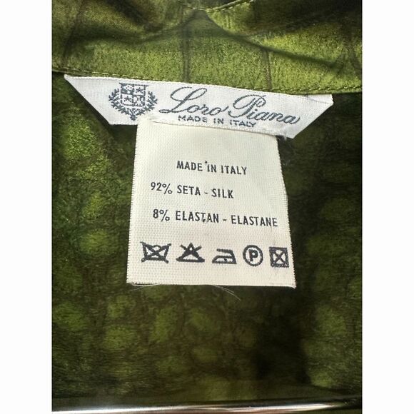Loro Piana Silk Crocodile Print Button-Up Long Sleeve Shirt Green Women's - Picture 4 of 4